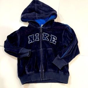 Nike Boys Velour Full Zip Hoodie Navy Blue Size 3T